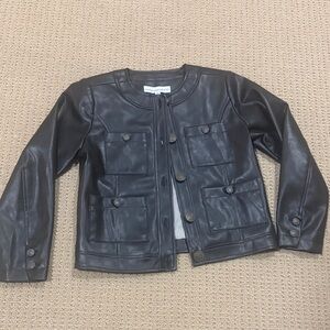 Central Park West Girls Black Faux Leather Jacket